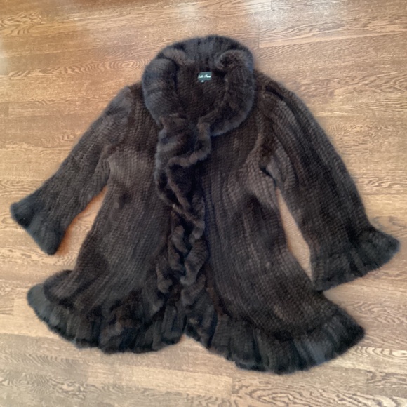 Belle Fare Modern Elegant Versatile Mahogany Knitted Mink Coat Stroller Jacket - Picture 9 of 15